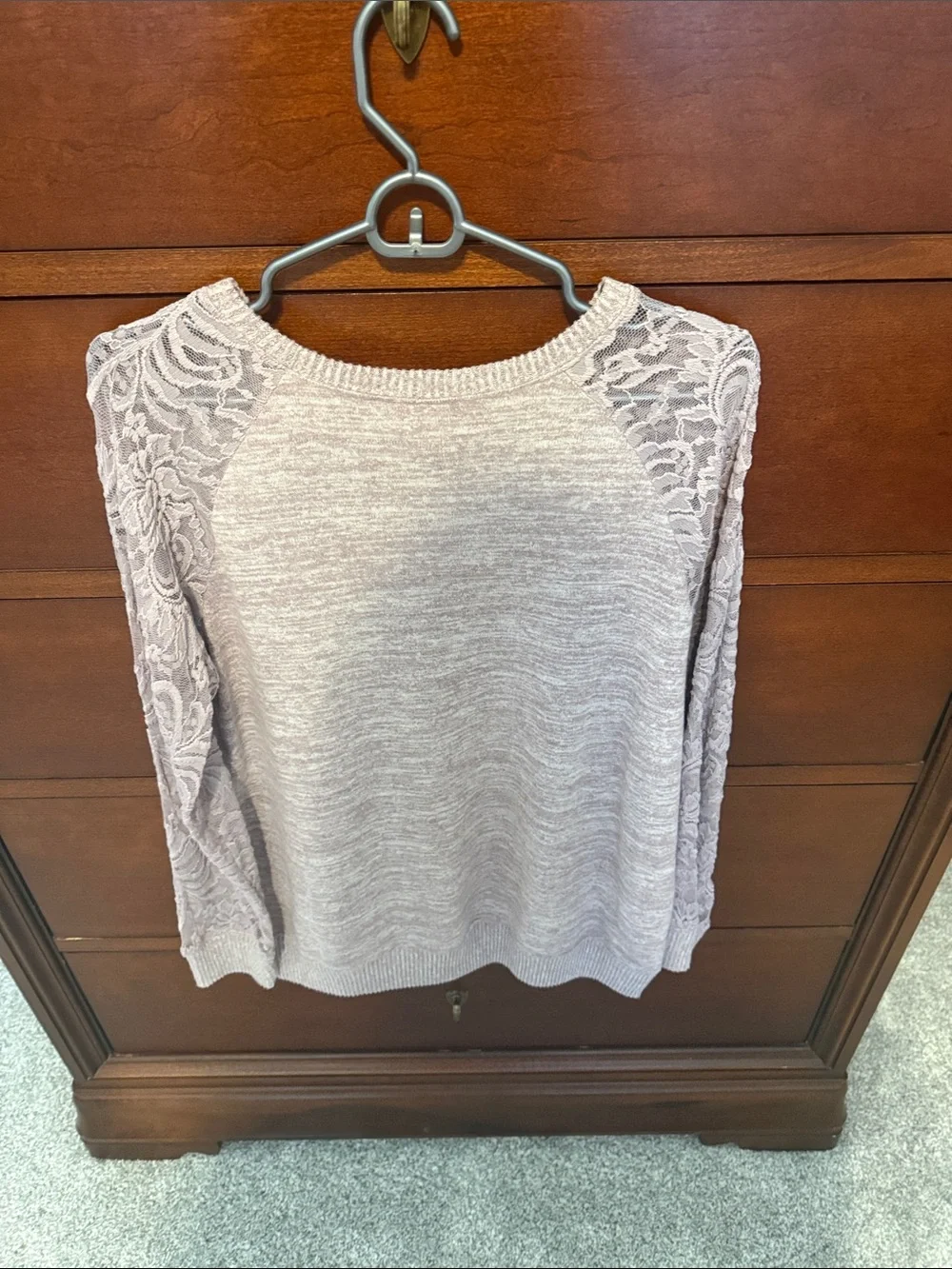 torrid Lavender Lace-Sleeve Scoop Neck Sweater